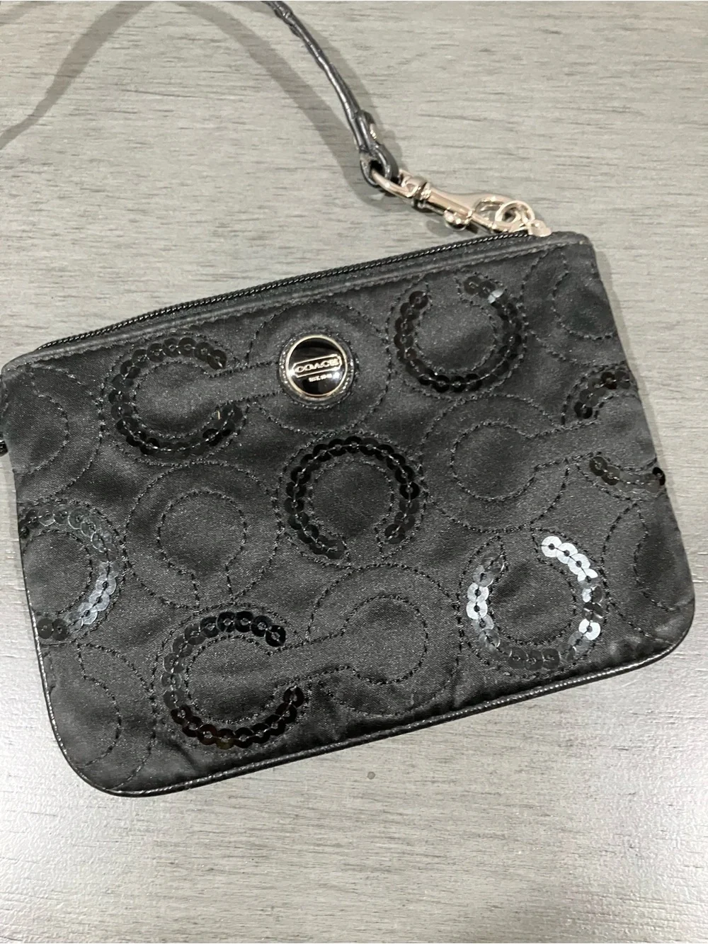 Coach Black Sequin Signature Wristlet
